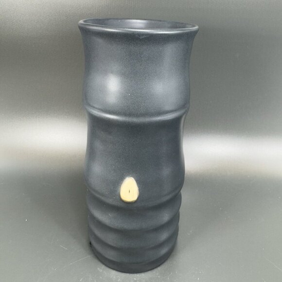 Vintage Hand Made Pottery Vase Vessel Black Glazed With Texture Knobs Signed CCI - Picture 14 of 15